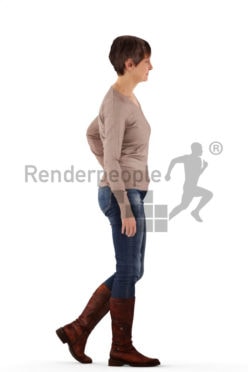 3d people casual, best ager woman walking