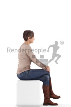 3d people casual, best ager woman sitting