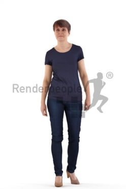 3d people casual, best ager woman walking