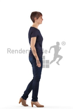 3d people casual, best ager woman walking