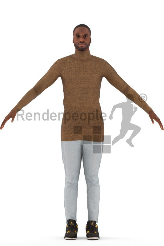 3d people casual, rigged man in A Pose