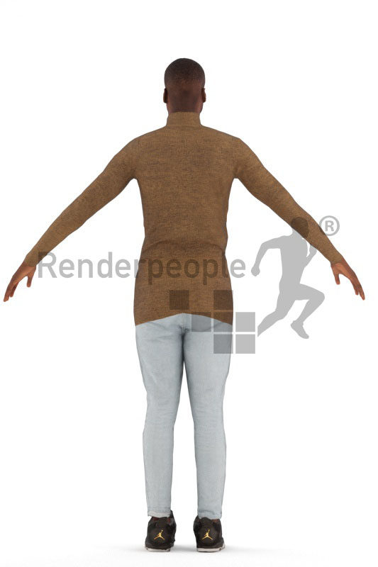 3d people casual, rigged man in A Pose