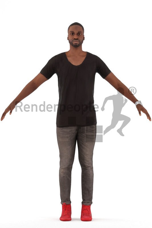 3d people casual, rigged man in A Pose