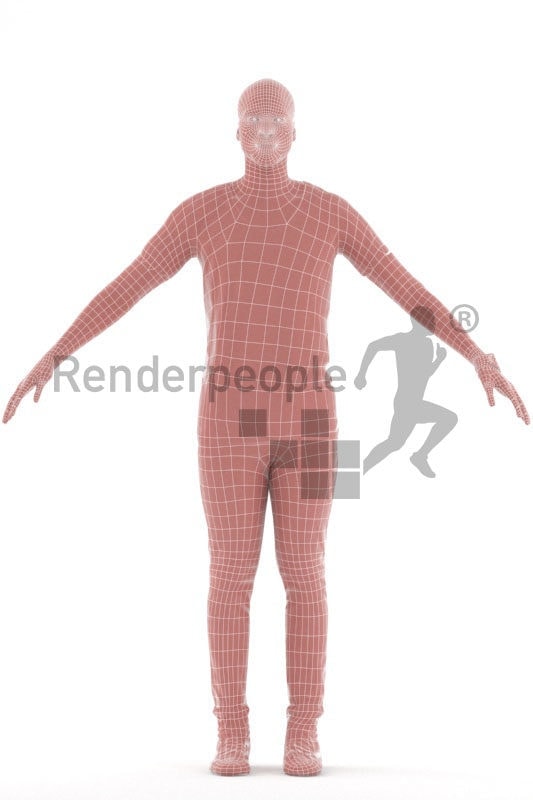 3d people casual, rigged man in A Pose