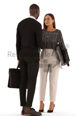 3d people business, 3d couple standing and shaking hands