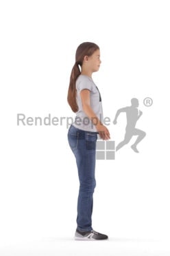 Rigged 3D People model for Maya and Cinema 4D – european girl in daily clothing