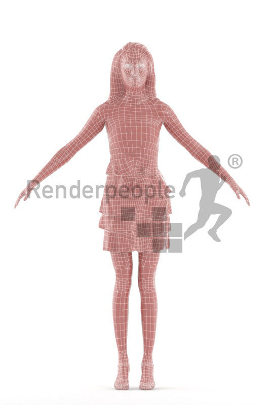 Rigged 3D People model for Maya and 3ds Max – asian woman in event look