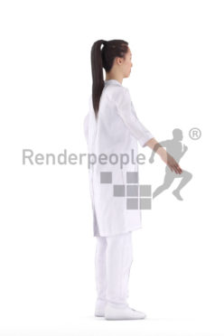 Rigged and retopologized 3D People model - european woman in healthcare outfit
