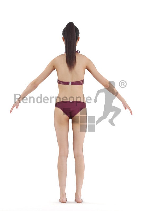 Rigged human 3D model by Renderpeople – asian woman in bikini