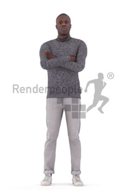Animated 3D People model for visualization – black male, casual, standing