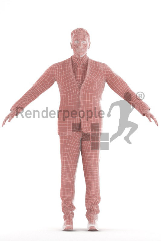 3d people business, 3d elderly white man rigged