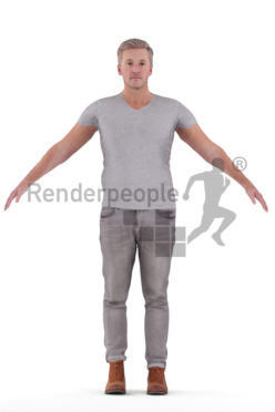 Rigged human 3D model by Renderpeople – european man in casual outfit