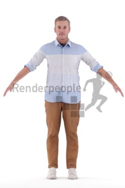 Rigged human 3D model by Renderpeople – elderly white man in smart casual look