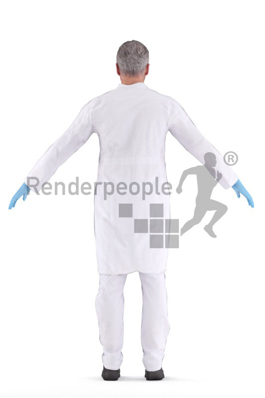 Rigged human 3D model by Renderpeople – middleaged eropean man in doctors outfit, medical healthcare