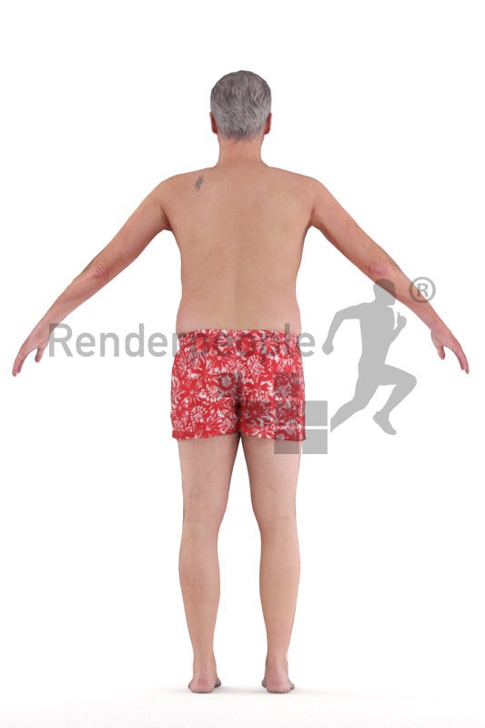 Rigged 3D People model for Maya and Cinema 4D – white man in swimmshorts