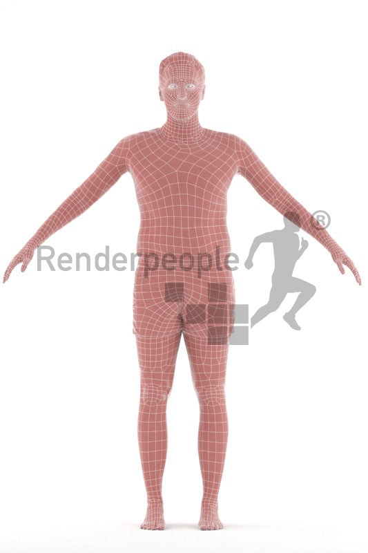 Rigged 3D People model for Maya and Cinema 4D – white man in swimmshorts