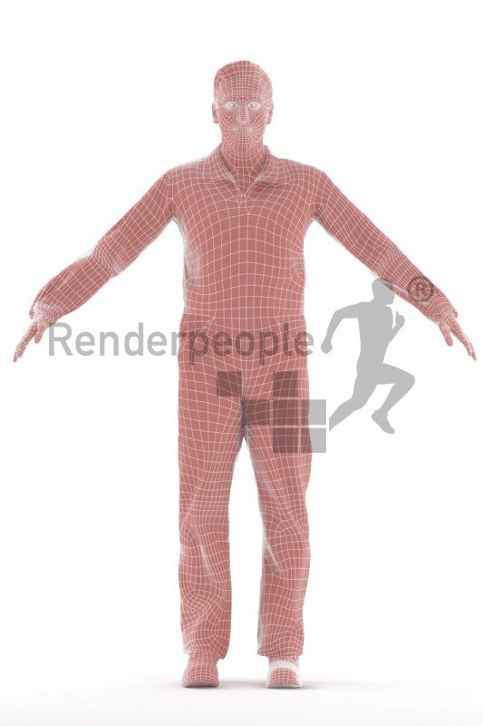 Rigged 3D People model for Maya and 3ds Max – middleaged european man in workwear