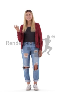 3d people casual, white 3d woman talking