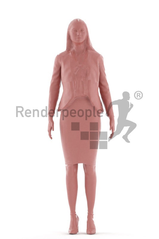 3D People model for animations – european woman in business clothes, standing