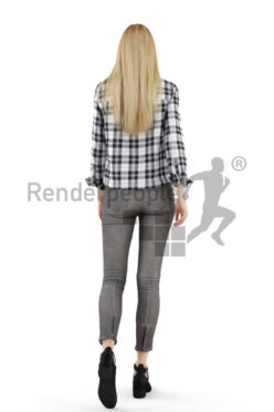 3d people casual, white 3d woman walking