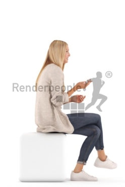 3d people casual, white 3d woman sitting and discussing