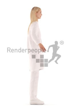 3d people healthcare, rigged woman in A Pose