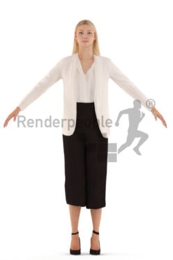 3d people business, rigged woman in A Pose