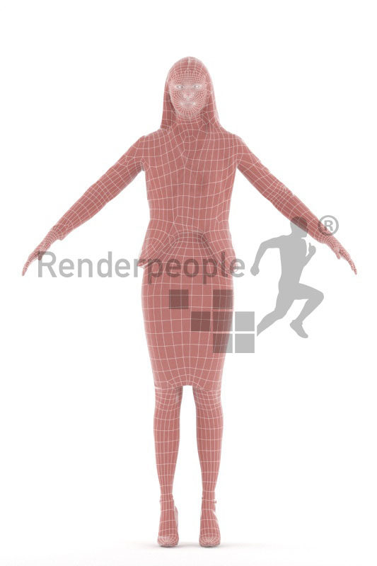 3d people business, 3d white woman rigged