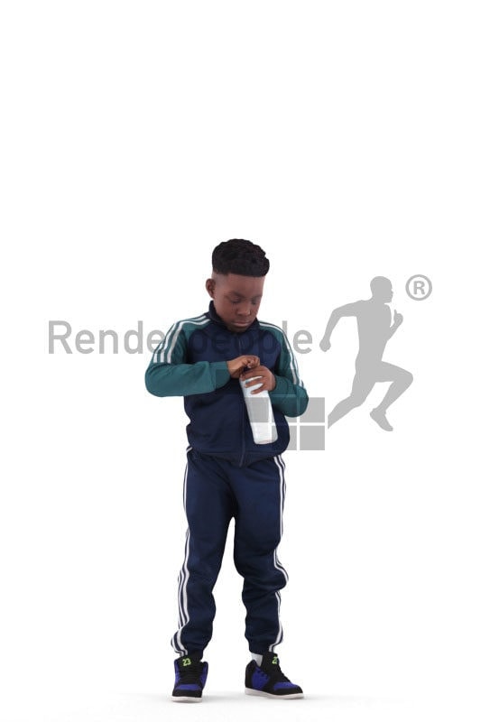 3d people sports, 3d black boy with a bottle