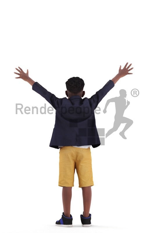 3d people casual, 3d black boy greeting