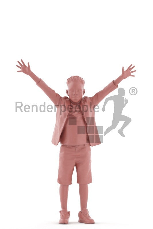 3d people casual, 3d black boy greeting