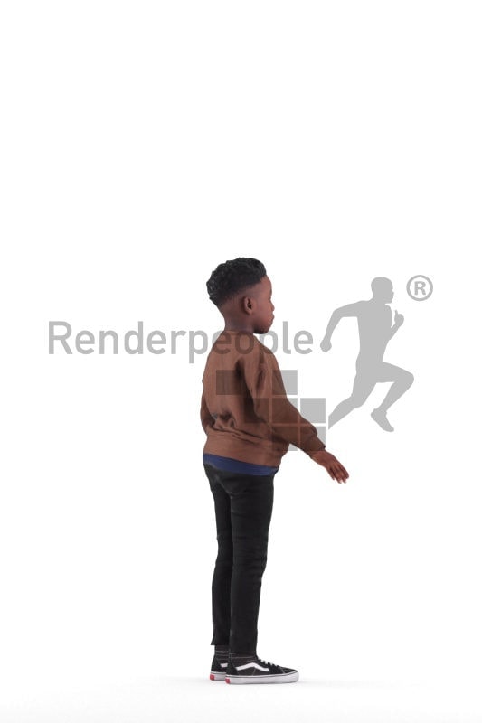 Rigged 3D People model for Maya and Cinema 4D – Black boy, casual style