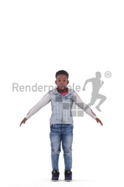 3d people casual, 3d black kid/boy rigged