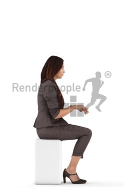 3d people business, 3d woman sitting typing