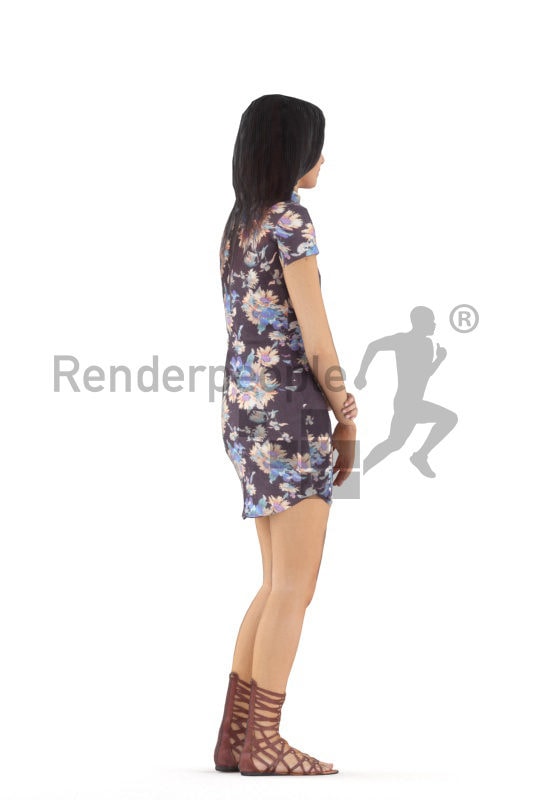 Animated 3D People model for 3ds Max and Maya – black woman, event dress, standing