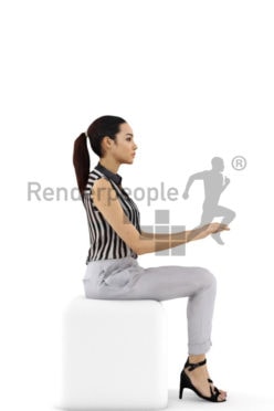 3d people business, attractive 3d woman sitting and typing