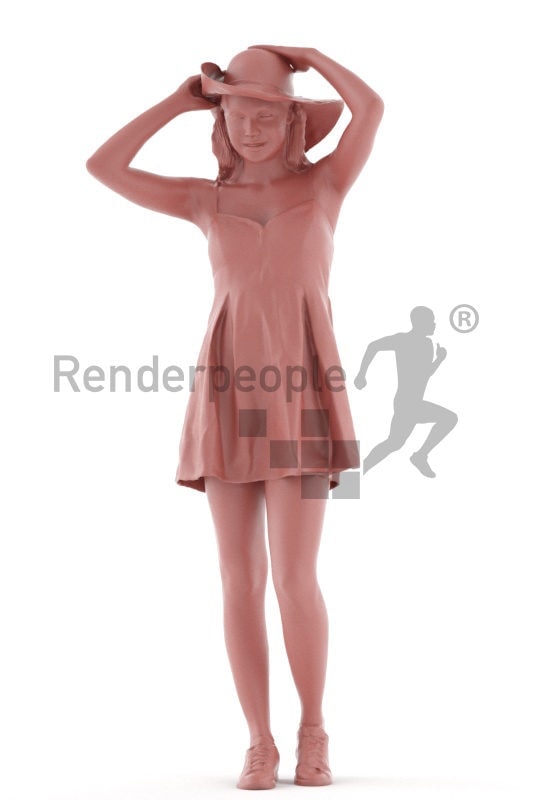 3d people casual, attractive 3d woman walking and wearing heat
