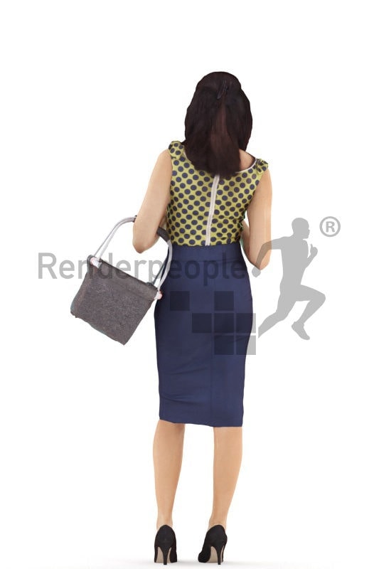 3d people business, white 3d woman standing and shopping