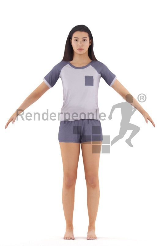 Rigged and retopologized 3D People model – hispanic woman in sleepwear