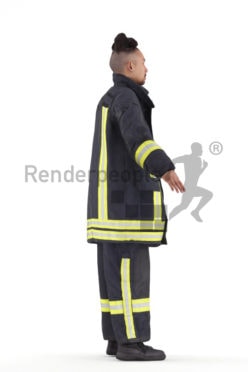 Rigged 3D People model for Maya and 3ds Max –asian man in fireworker uniform