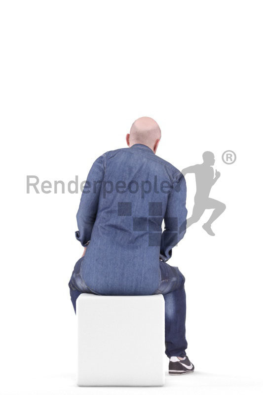 3D People model for animations – white man in smart casual look, sitting