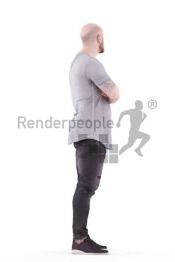 3d people casual, white 3d woman standing arms crossed