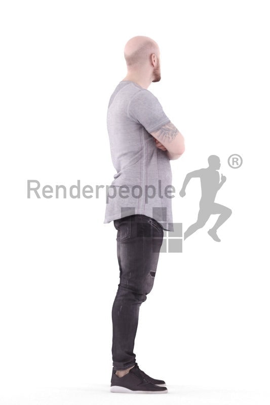 3d people casual, white 3d man standing arms crossed