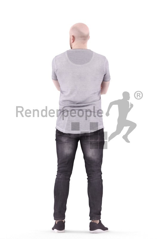 3d people casual, white 3d man standing arms crossed