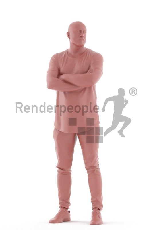 3d people casual, white 3d woman standing arms crossed