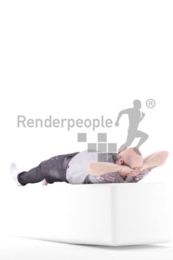 3d people casual, white 3d man sleeping