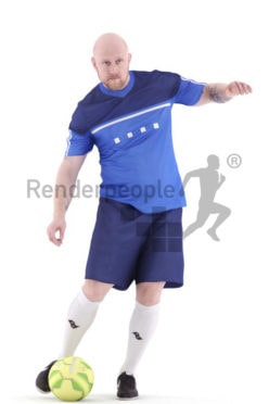 3d people sports, white 3d man playing soccer