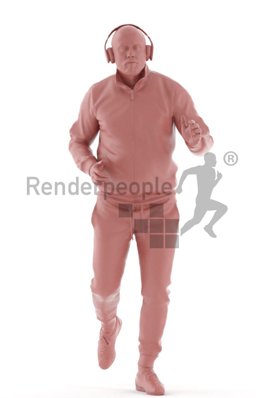 3d people sports, white 3d man running