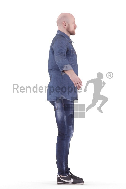 Rigged human 3D model by Renderpeople – european man with casual shirt