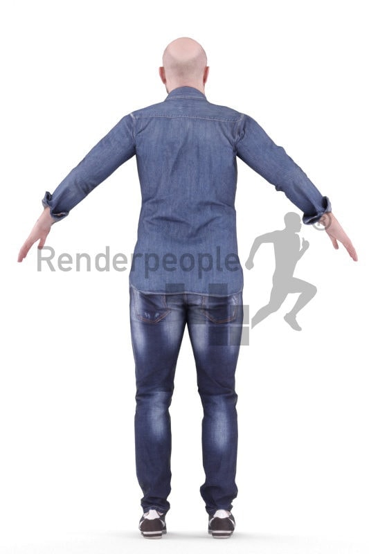 Rigged human 3D model by Renderpeople – european man with casual shirt